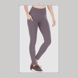 Grey Color High waisted yoga pants with pocket